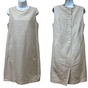 'S MAX MARA Alda Striped Cotton Silk Button Back Dress Size US 8